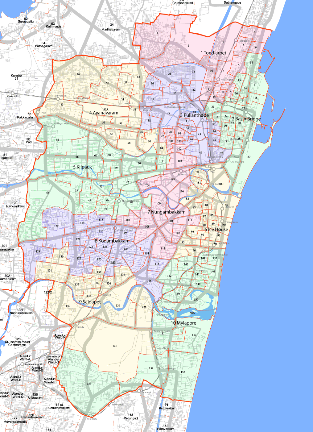 chennai quartier carte